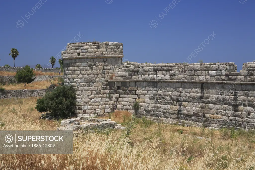 Greek Islands, Kos Island, Kos Town, Old wall of the Castle of the Knights