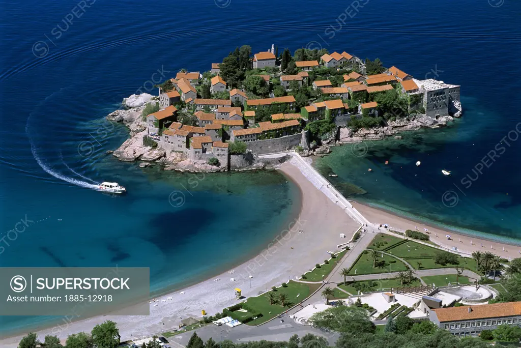 Montenegro, , Sveti Stefan, Overview of island and beaches with water taxi