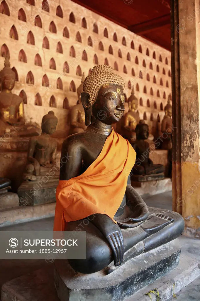 Laos, , Vientiane, Bronze Buddha statue at Wat Si Saket