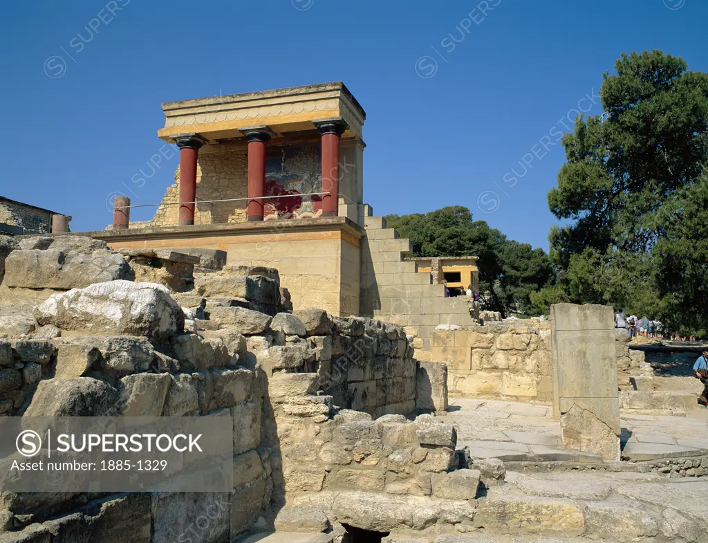 Greek Islands, Crete, Knossos, Restored North Entrance