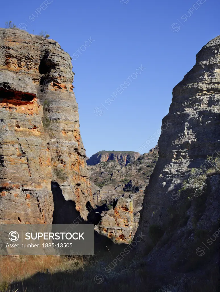 Madagascar, , Isalo National Park, Gorge between rock formations