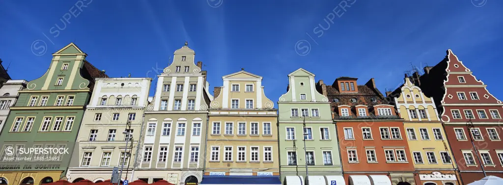 Poland, , Wroclaw, Buildings lining Plac Solny street