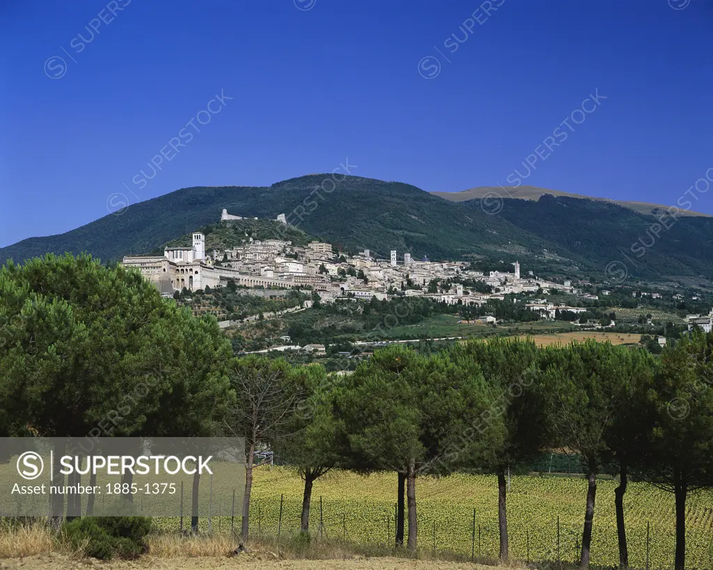 Italy, Umbria, Assisi, General View to Town