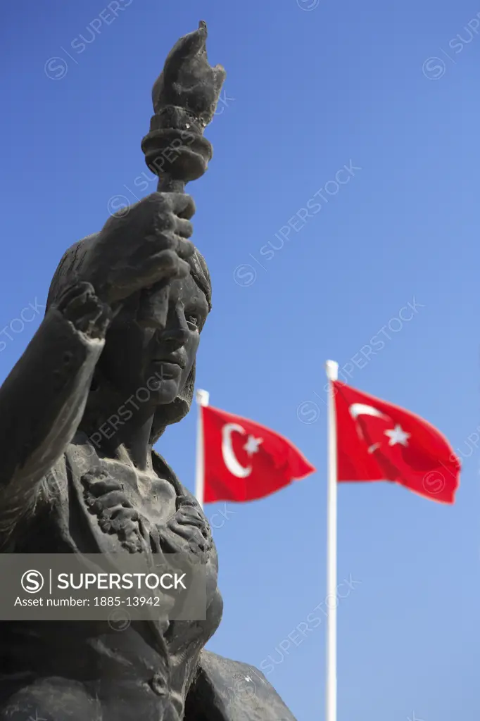 Turkey, Mediterranean, Fethiye, Detail of monument on Callis Road