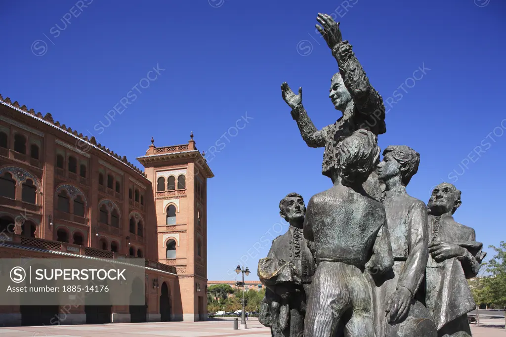 Spain, , Madrid, Bullring - Plaza Monumental de las Ventas with statue