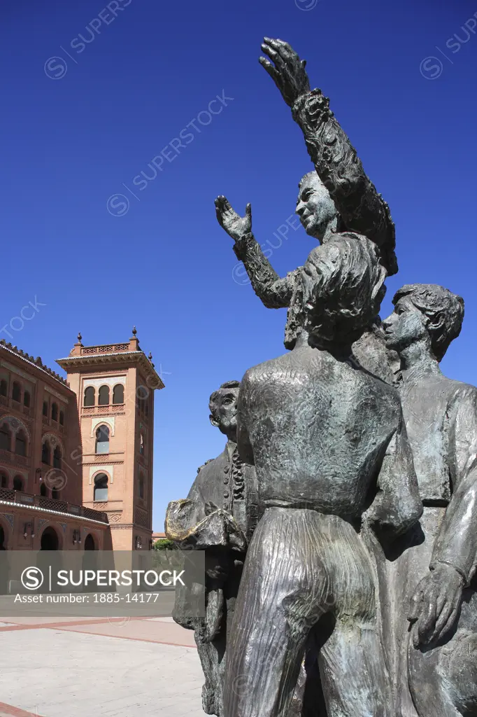 Spain, , Madrid, Bullring - Plaza Monumental de las Ventas with statue