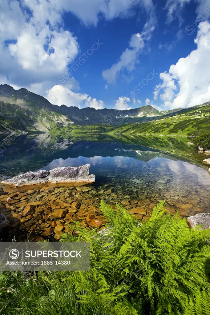 Poland, , Tatra Mountains , Lake scenery in Five Ponds Valley
