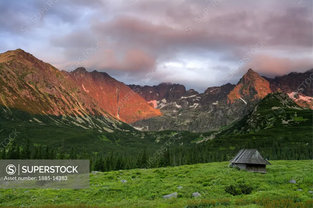 Poland, , Tatra Mountains - Zakopane, Sunset over Gasienicowa Valley 