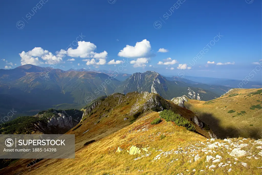 Poland, , Tatra Mountains , View over the Western Tatras