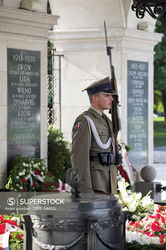 Poland, , Warsaw, Guard at the Tomb of the Unknown Soldier