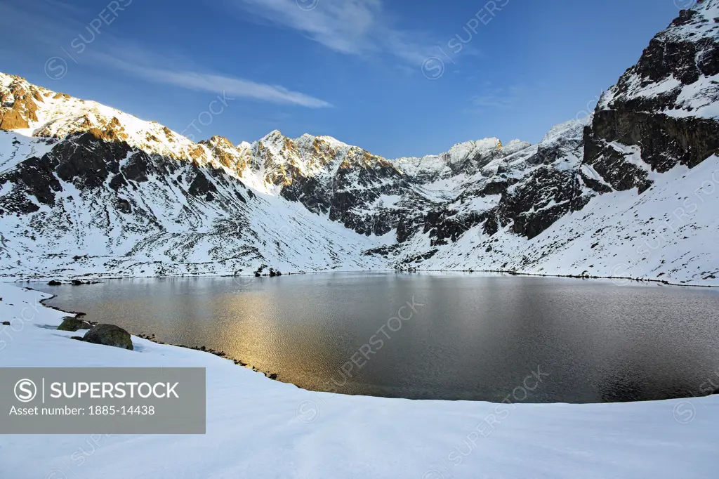 Poland, , Tatra Mountains, Gasienicowa Valley - Black Pond in winter
