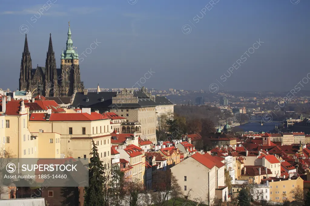 Czech. Republic, , Prague, View of Castle from Hradcany