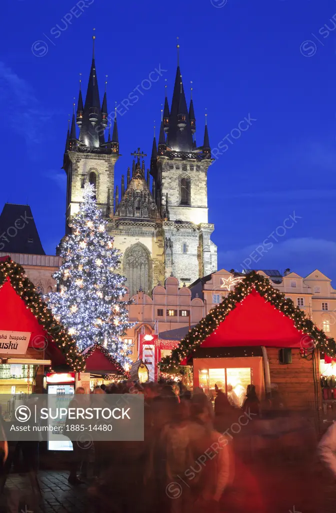 Czech. Republic, , Prague, Old Town - Tyn Church and Christmas Market