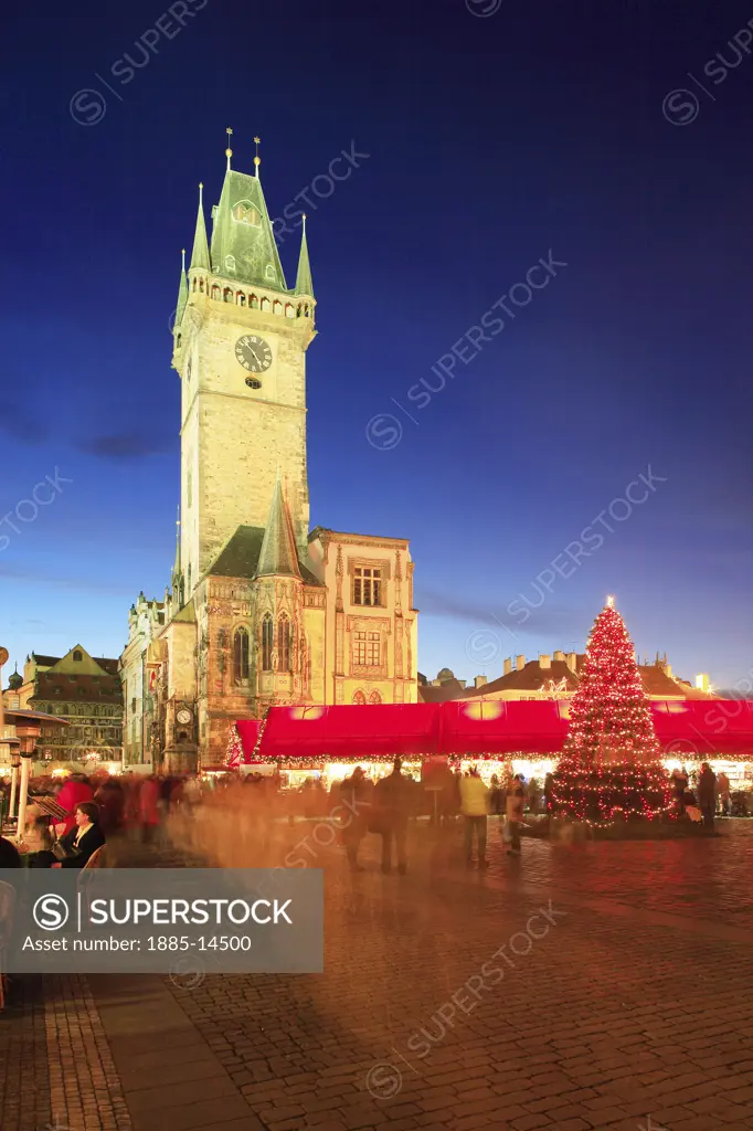 Czech. Republic, , Prague, Old Town Square with Christmas Market
