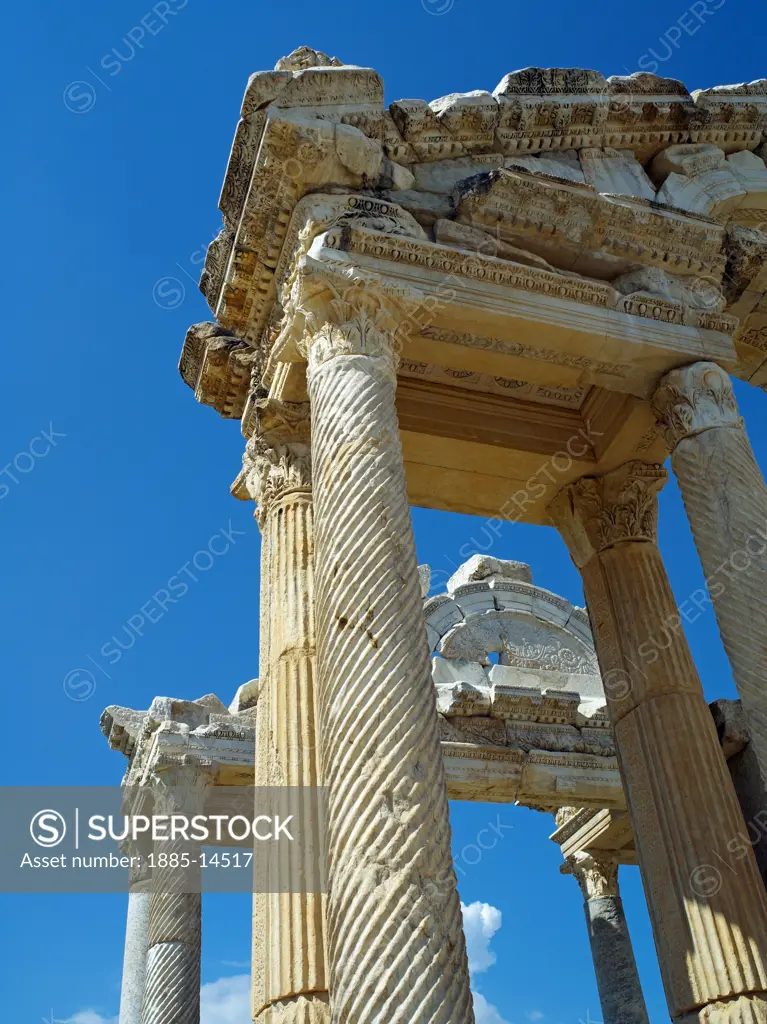 Turkey, Aegean, Aphrodisias, Detail of the Tetrapylon - monumental gateway