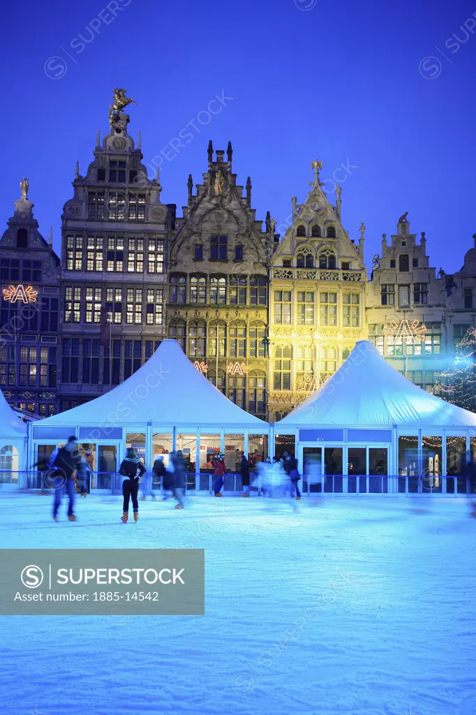 Belgium, Flanders, Antwerp, Grote Markt - ice rink