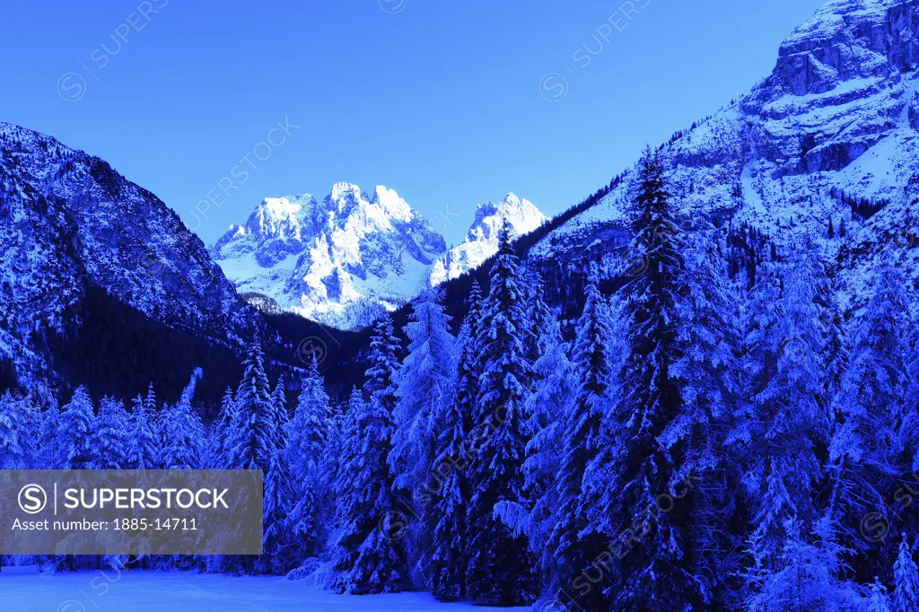 Italy, Trentino-Alto Adige, Cortina d'Ampezzo, Cristallo snow scene