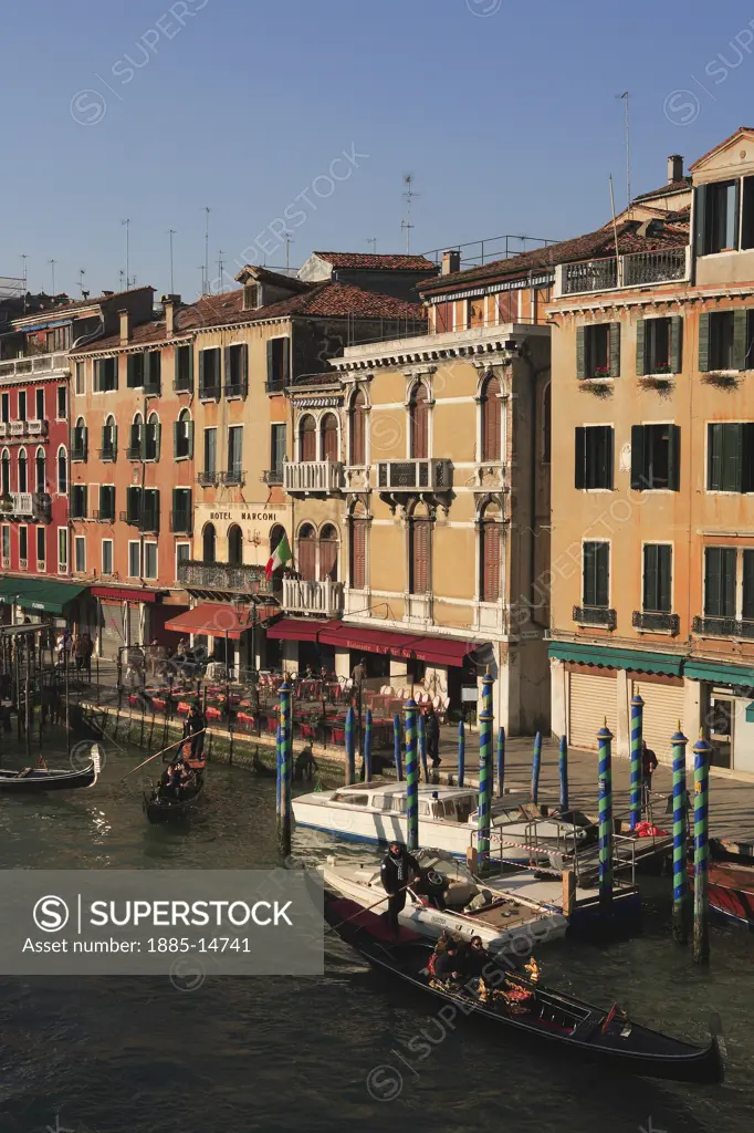 Italy, Veneto, Venice, Gondolas on the Grand Canal