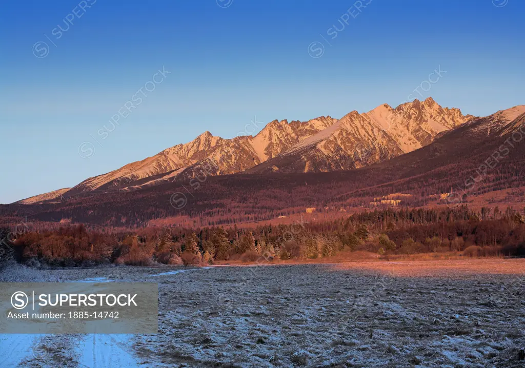 Slovakia, , Tatra Mountains, Mountains at sunrise