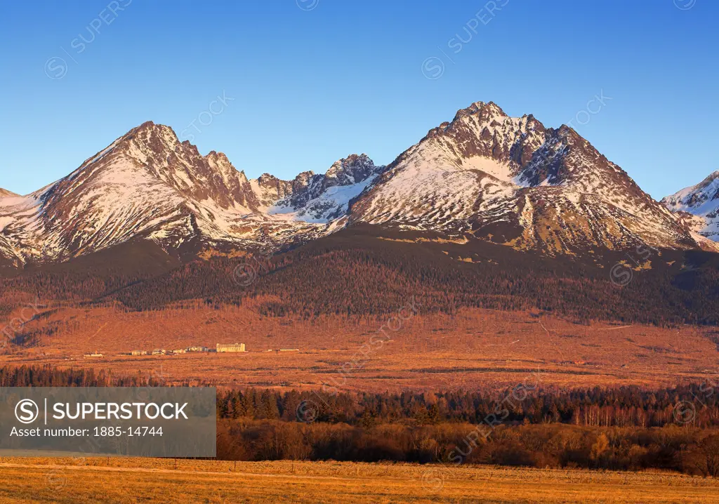 Slovakia, , Tatra Mountains, Mountains at sunrise in autumn