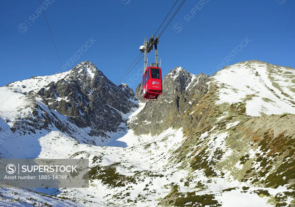Slovakia, , Tatra Mountains, Lomnica peak and cable car