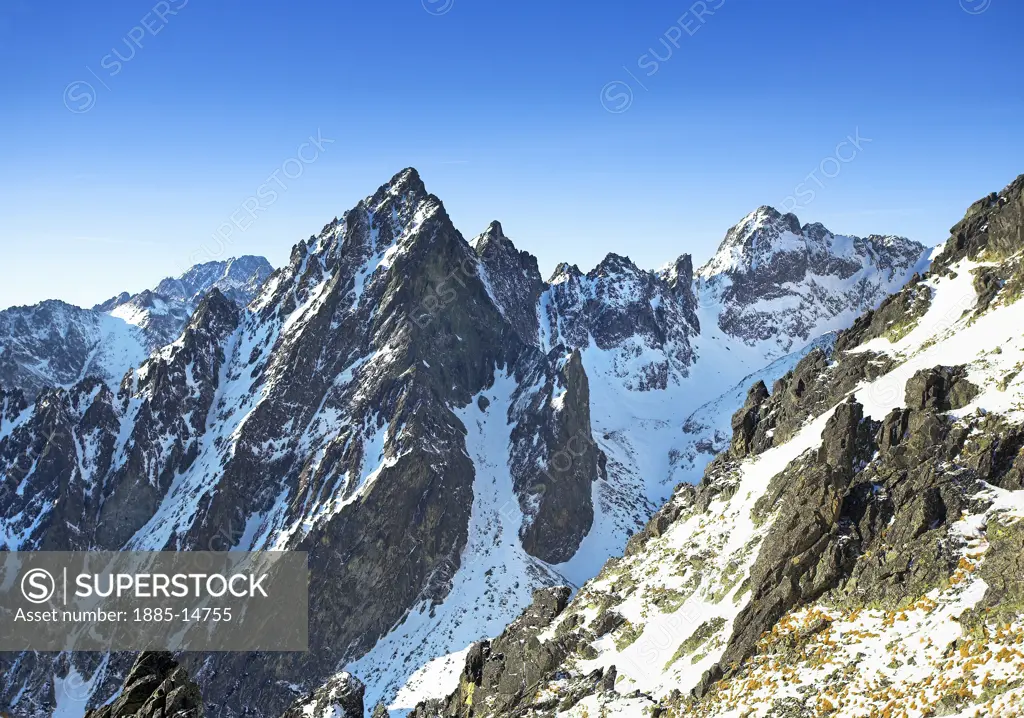 Slovakia, , Tatra Mountains, View from Lomnickie Pass