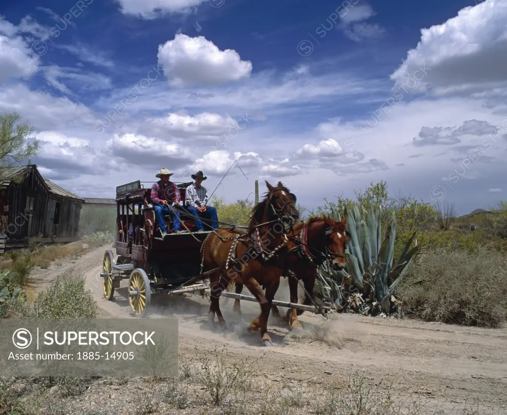 USA, Arizona, Tucson, Stagecoach in Old Tucson