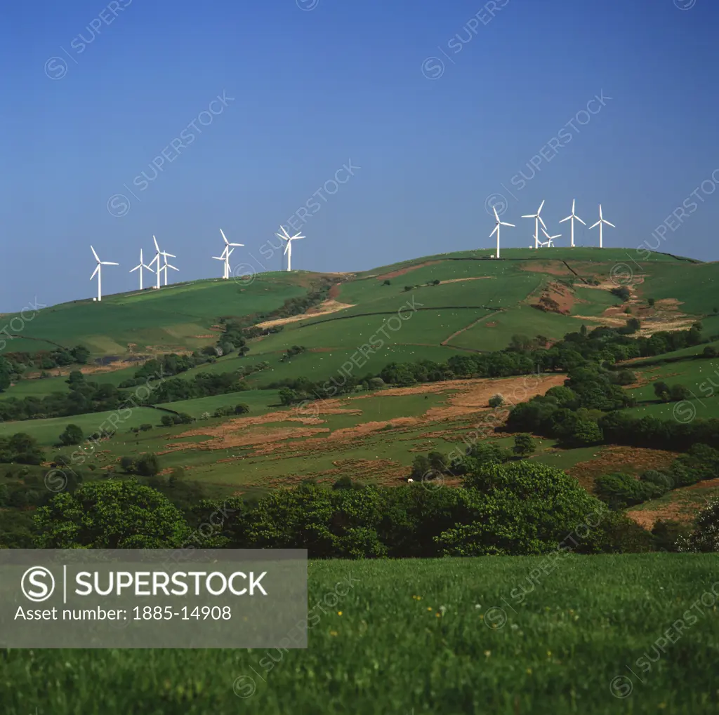 UK - Wales, West Glamorgan, Swansea - near, Rural scenery with wind farm