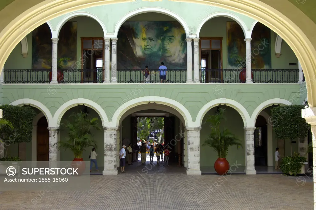 Mexico, Yucatan, Merida, Palacio del Gobierno - government offices - interior courtyard