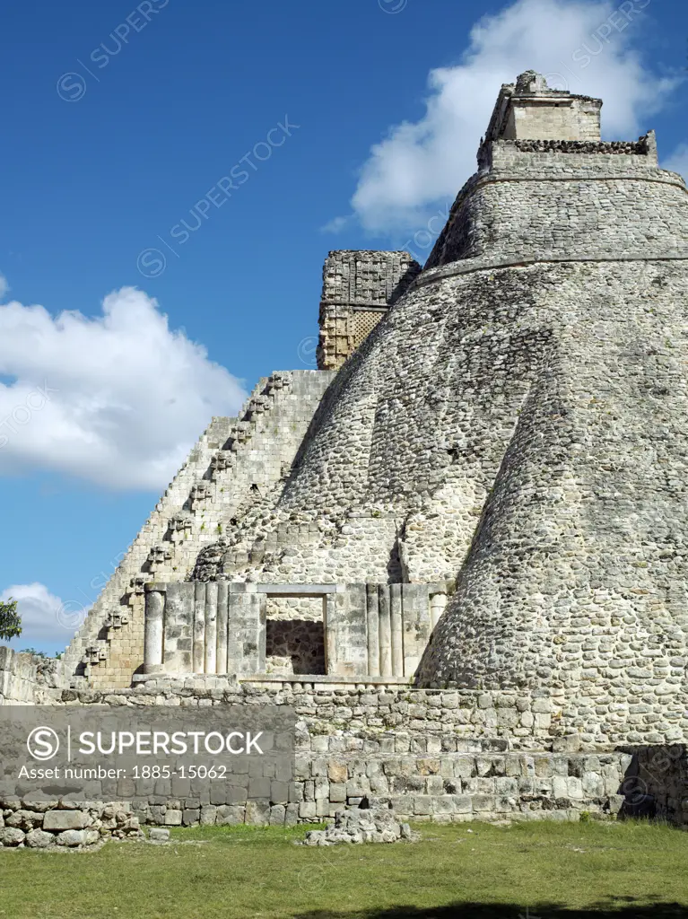 Mexico, Yucatan, Uxmal, Ruins of Uxmal - Pyramid of the Magician
