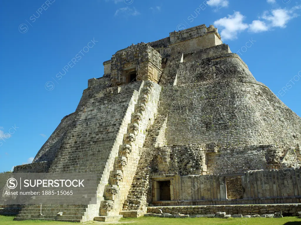 Mexico, Yucatan, Uxmal, Ruins of Uxmal - Pyramid of the Magician