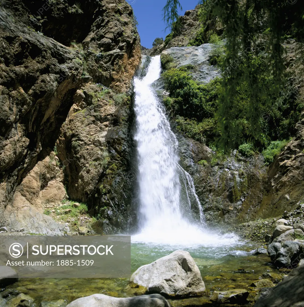 Morocco, Atlas Mountains, Setti Fatma - near, Waterfall in Ourika Valley