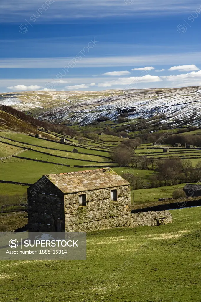 UK - England, Yorkshire, Swaledale, View over Yorkshire Dales in winter