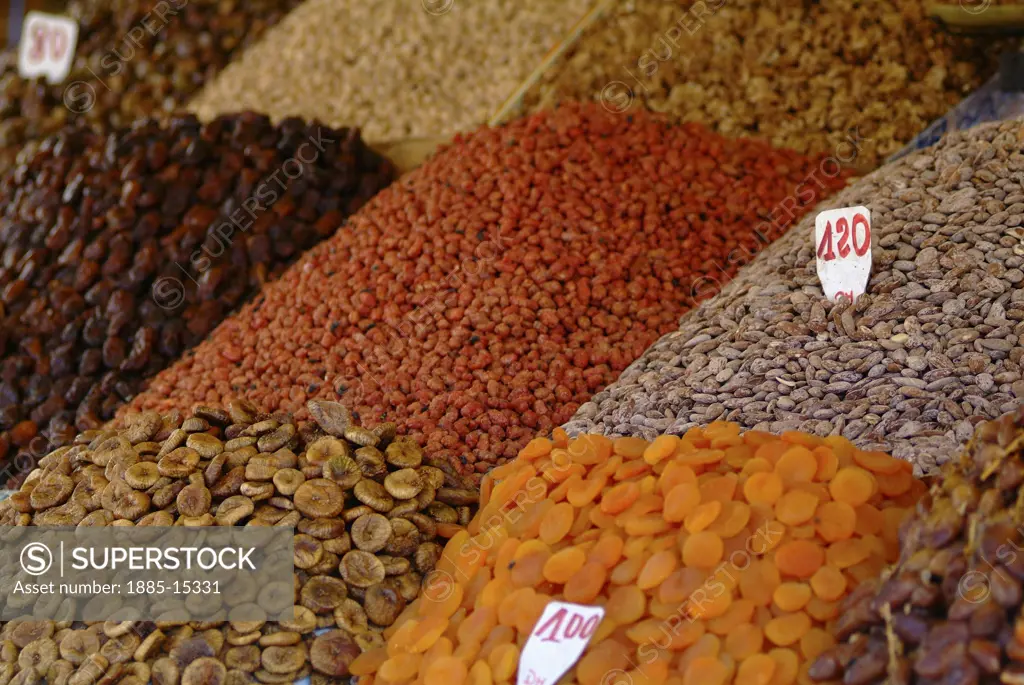 Morocco, , Marrakesh, Dried fruit and nuts for sale