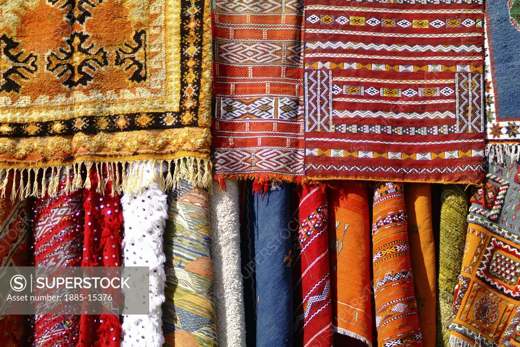 Morocco, , Marrakesh, Carpet display