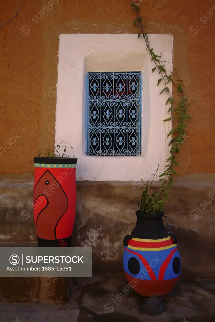Morocco, , Ouarzazate - near, Colourful pots