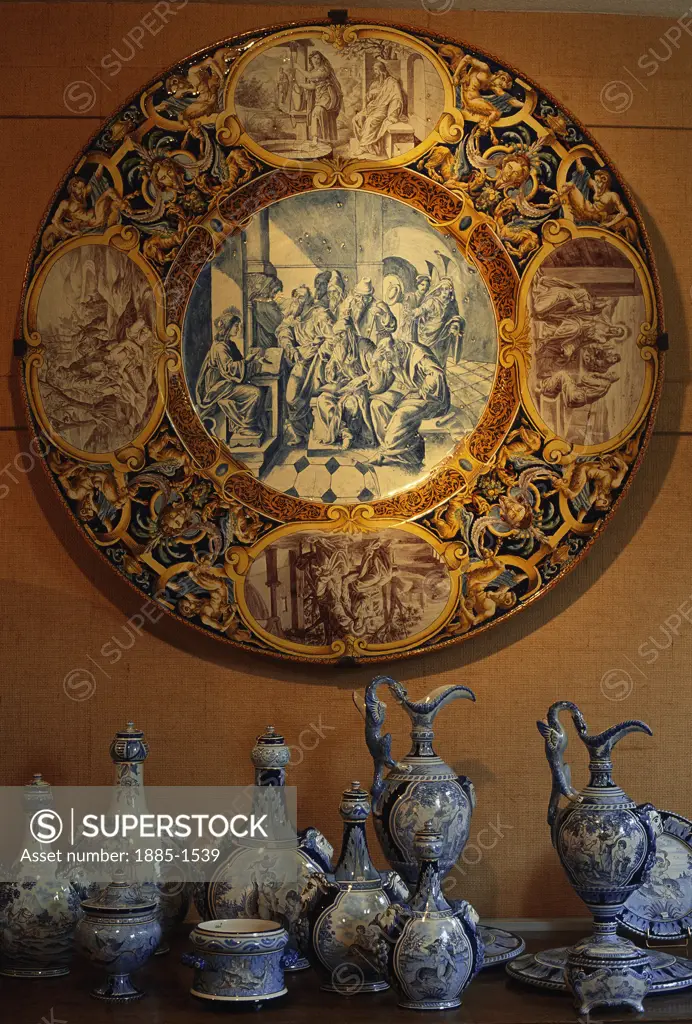France, The Loire, Nevers, Display of ceramics