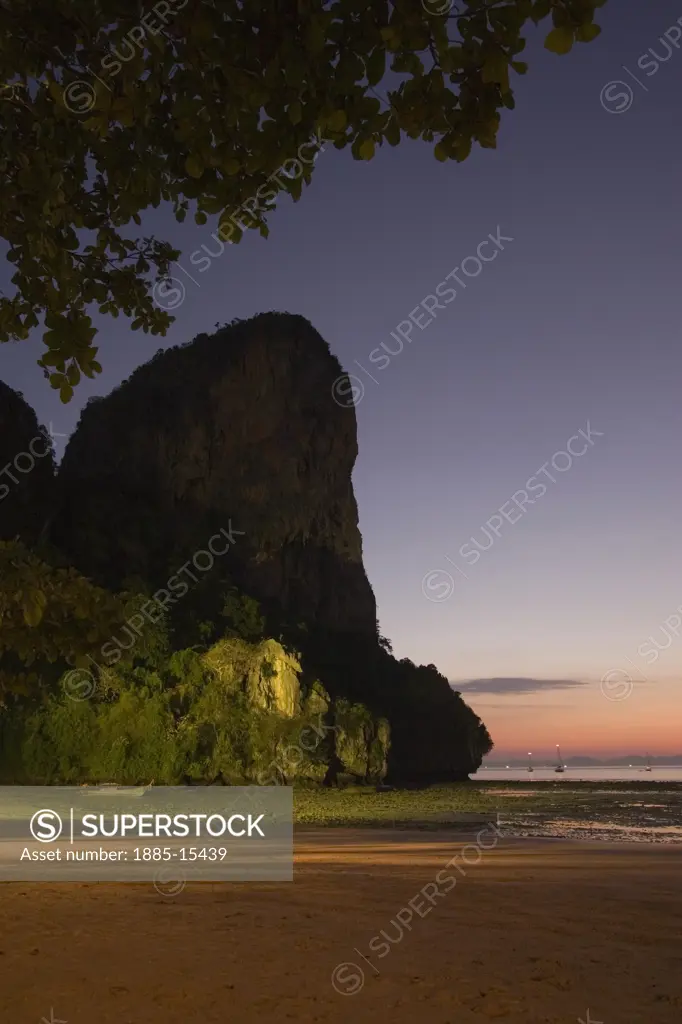 Thailand, , Krabi, West Railae beach at dusk