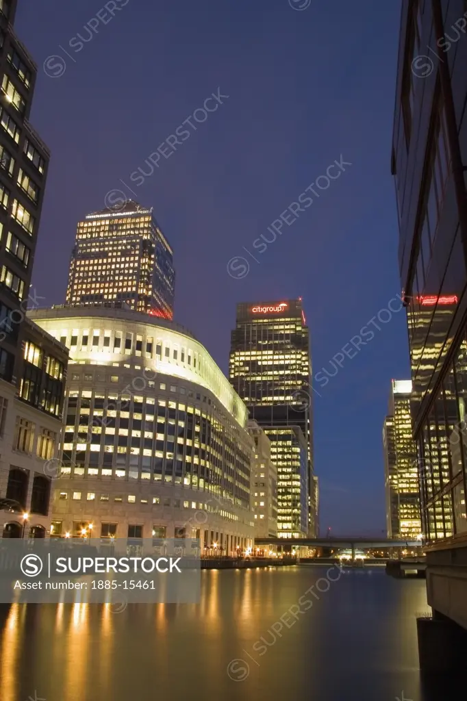 UK - England, , London, Canary Wharf at night
