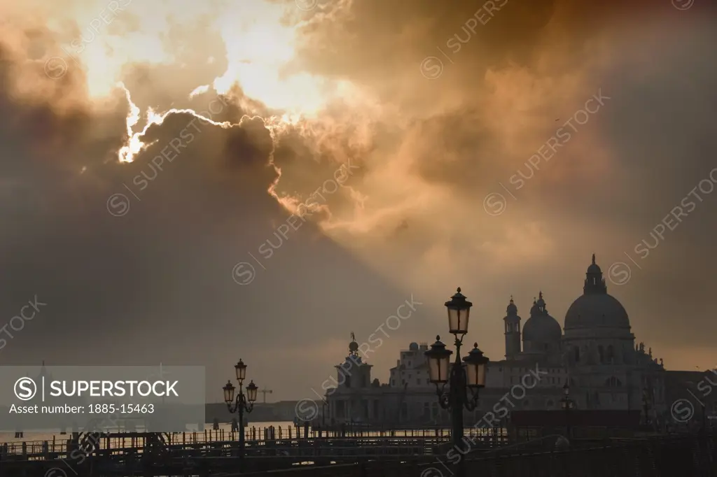 Italy, Veneto, Venice, Santa Maria della Salute under stormy skies