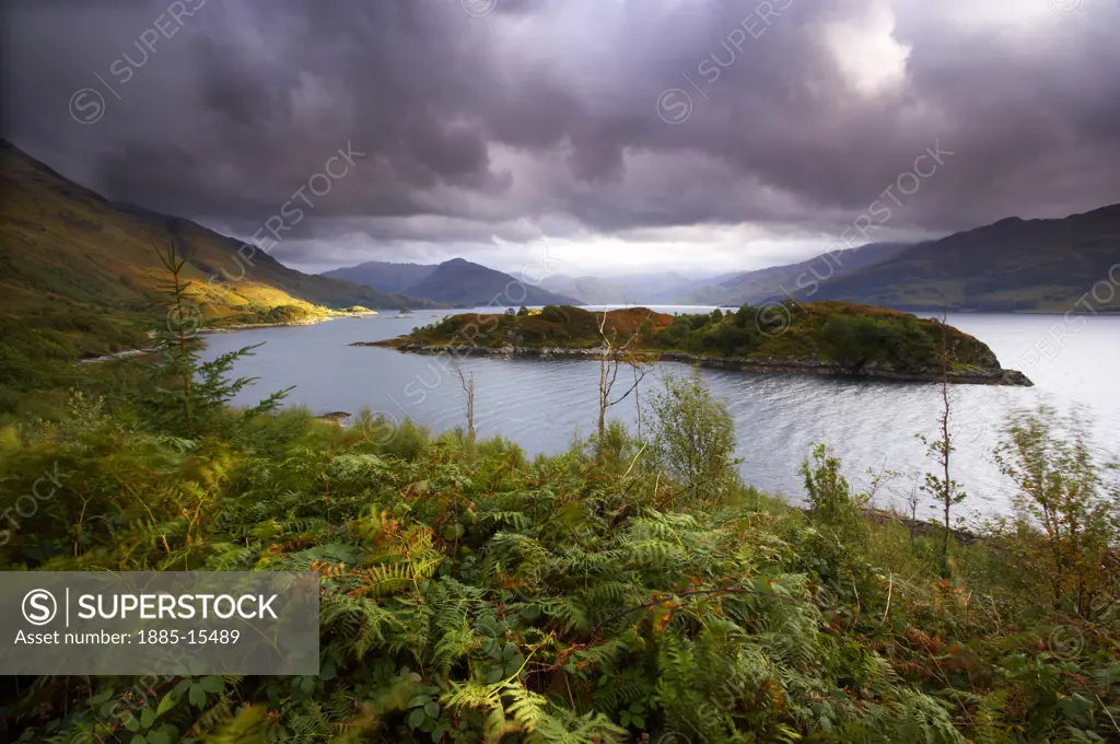 UK - Scotland, Highland, Loch Hourn, View of loch and mountains