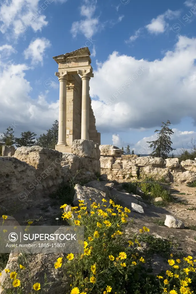 Cyprus, South, Kourion, Temple of Apollo in spring