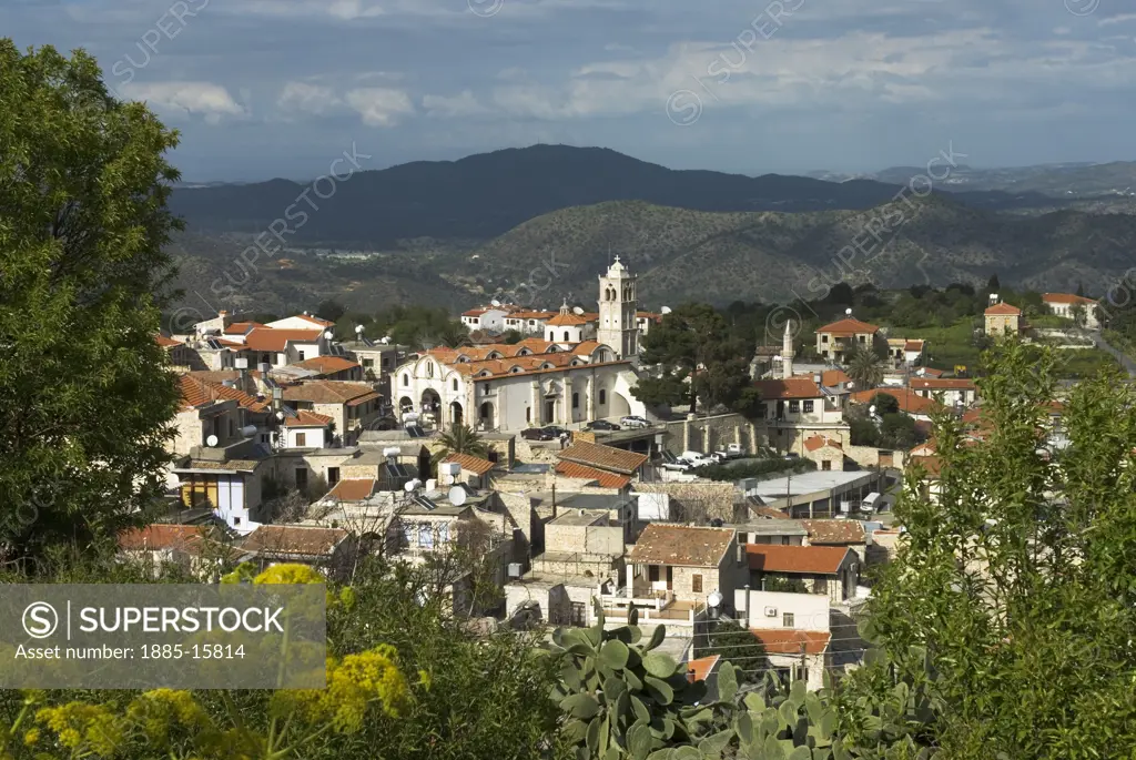 Cyprus, South, Lefkara, View over town in the Troodos mountains