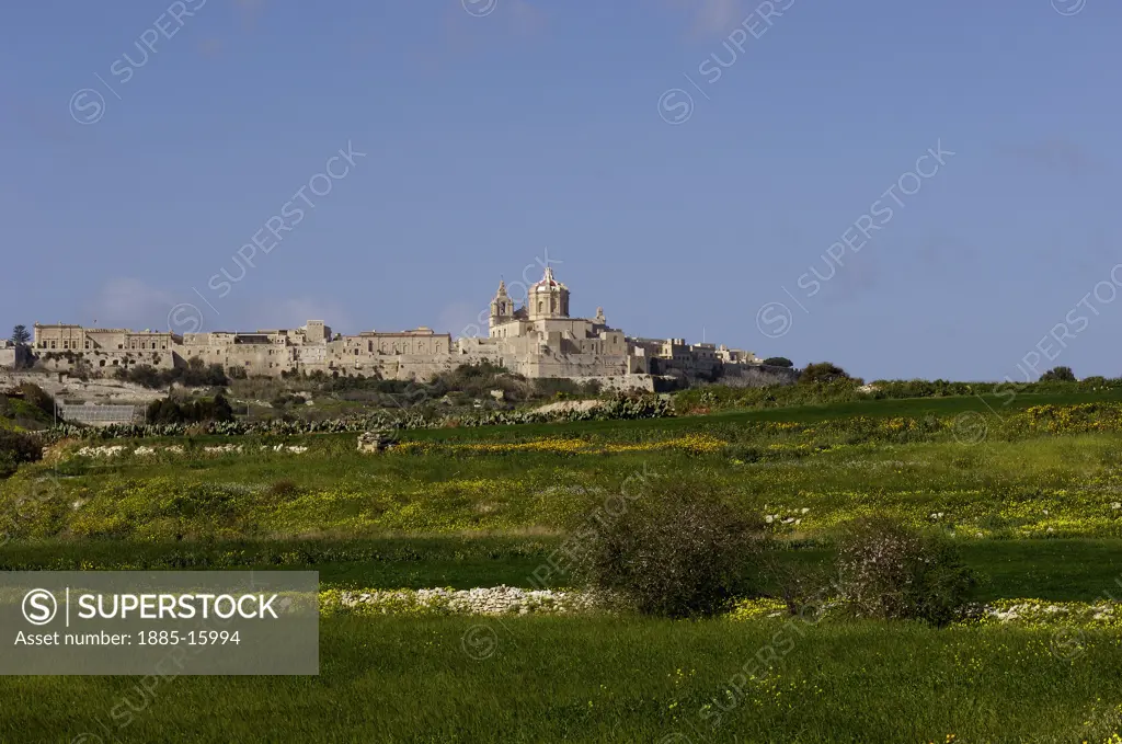 Maltese Islands, Malta, Mdina, View of Mdina and countryside