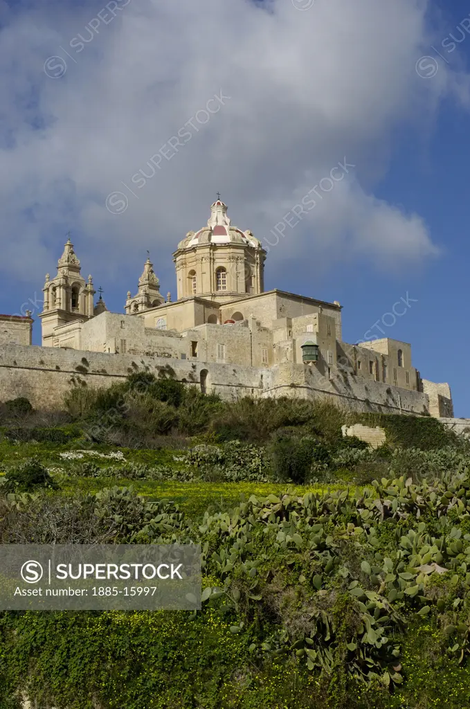 Maltese Islands, Malta, Mdina, View of Mdina and countryside