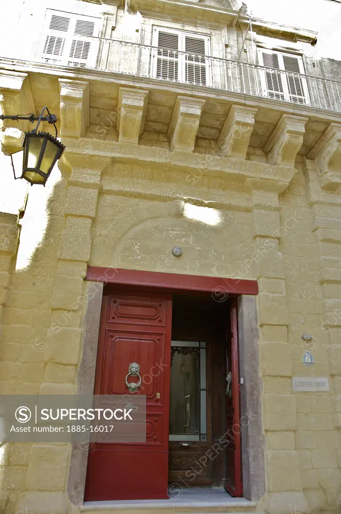 Maltese Islands, Malta, Mdina, Mdina street with red door