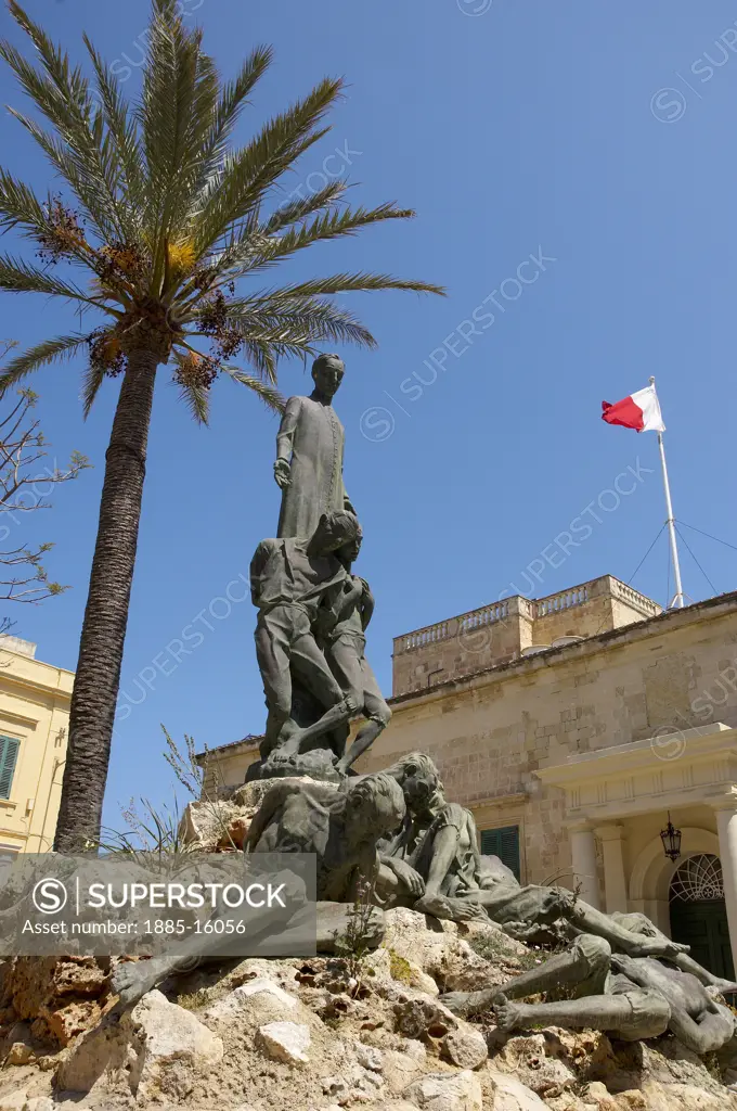 Maltese Islands, Malta, Valletta, Auberge d'Aragon - Dun Mikiel Xerri statue