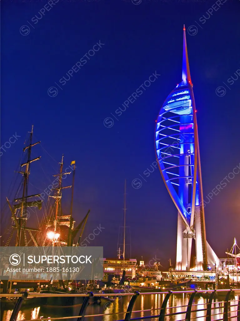 UK - England, Hampshire, Portsmouth, Spinnaker Tower at night