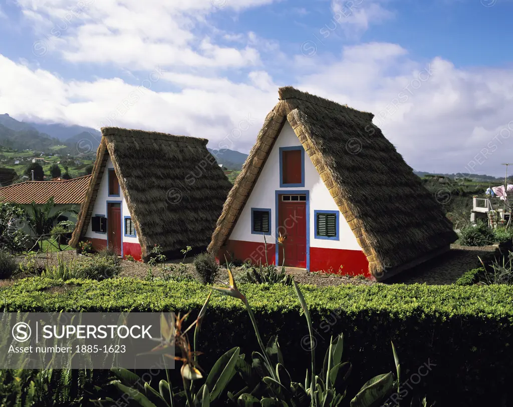 Portugal, Madeira, Santana, Typical thatched cottage