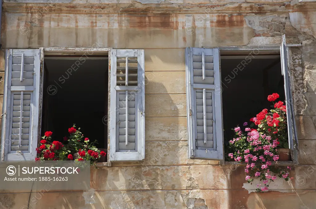 Croatia, Istria, Rovinj, Typical windows
